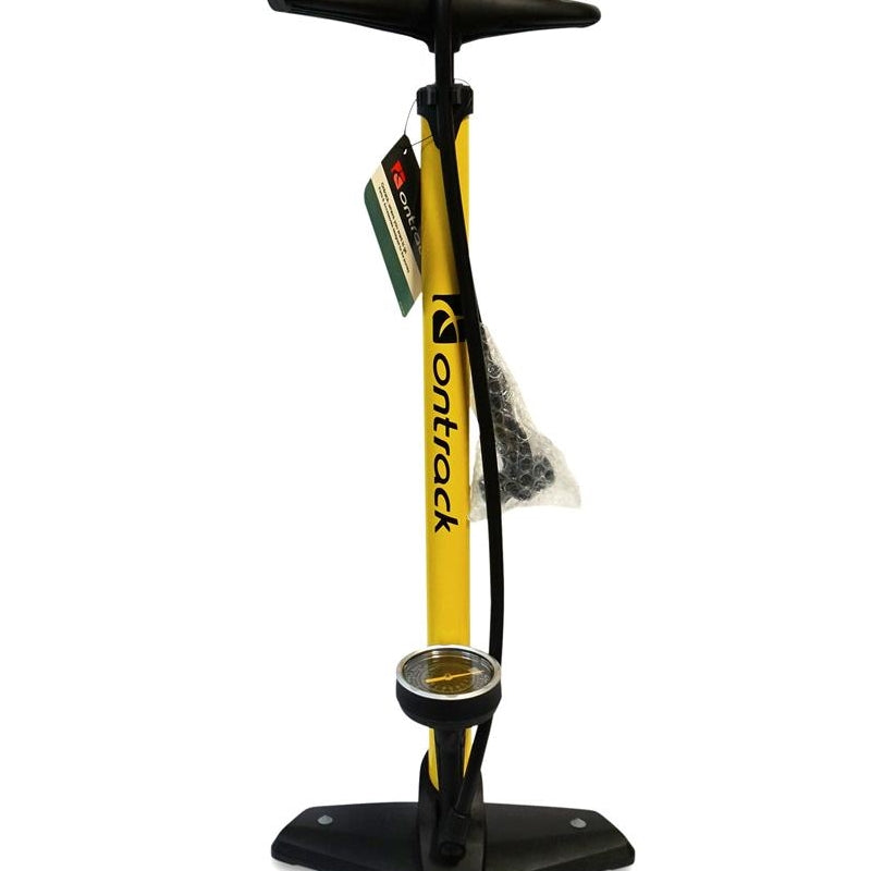Ontrack Floor Pump Yellow Stl W/ Gauge And 2 Way Valve