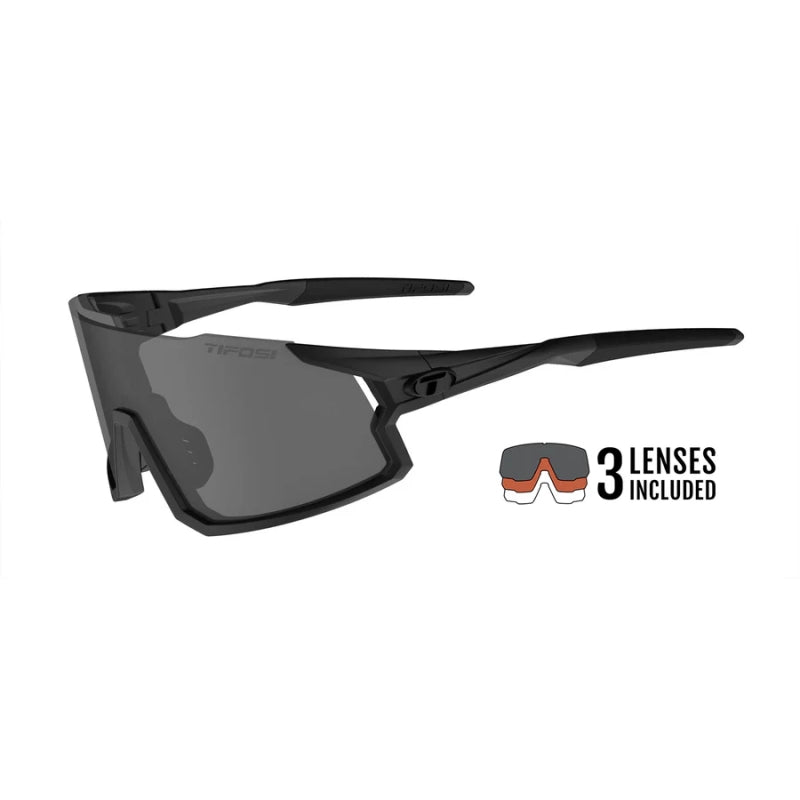Tifosi Stash Sunglasses Blackout With Smoke AC Red And Clear Lens